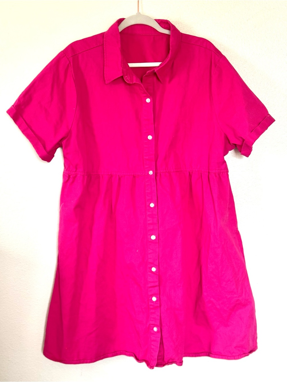 Barbie Hot Pink 100% Cotton Fit Flare Shirt Dress Short Sleeve A Line 2XL